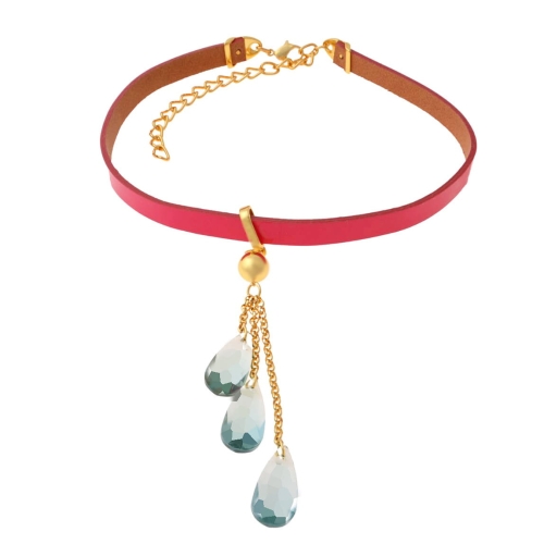 Leather choker with stones (C22 / PSW / 05AU) - 12x2.jpg