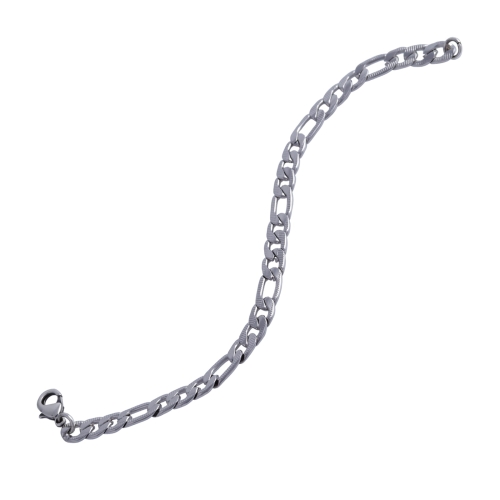 Bransoletka figaro prążki 19 cm (B22/MEN/42 STAL) - b22_men_42ag.jpg