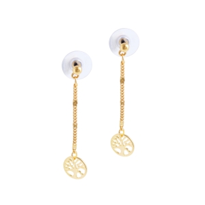 Earrings with a rosette on a chain (P21 / TEN / 18AU)