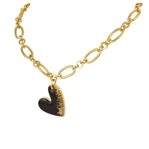 Naszyjnik z ręcznie malowanym na czarno sercem (C23/MAR/06/1AU)