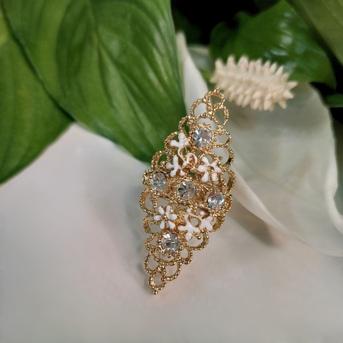 Openwork ring with crystals (R9740AU/BIEL) - 3305_6431