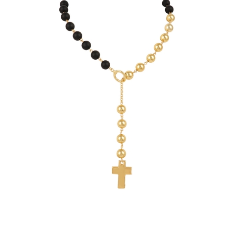 Naszyjnik z onyksami, z krzyżykiem (C23/KOR/165Au) - 37359_6256