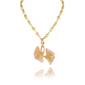 Necklace with pink leaves (C23/LAT/66AU)