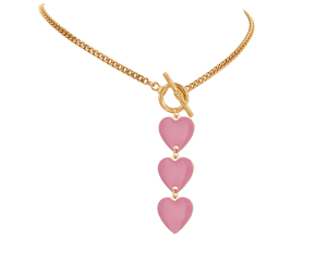 Necklace back front pink hearts (C23/LAT/126/2AU