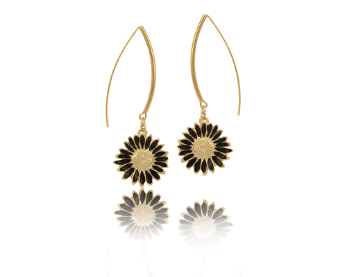 Black daisy earrings (P23/LAT/80/1AU) - 37891_6757