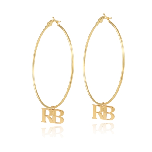 Hoop earrings with letters (P22/ZIM/23Au) - 36453_6637