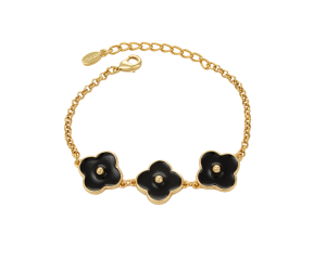 Black flowers bracelet (B23/LAT/146/1Au)