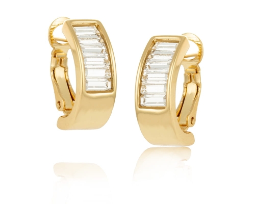 Half-round earrings with crystals from the Classic collection (P10752AU) - 2123_6831