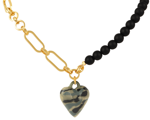 Camo necklace, onyx with heart (C23/JES/12/1AU) - 37918_6775