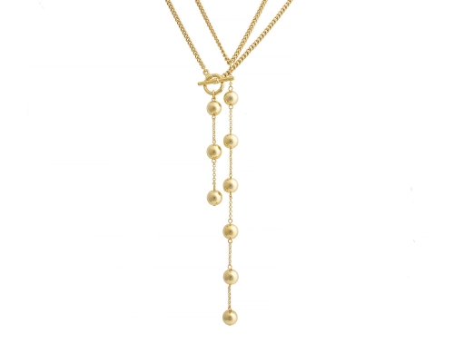 Front / back necklace with balls (C22 / JES / 190Au) - c22_jes_190.jpg