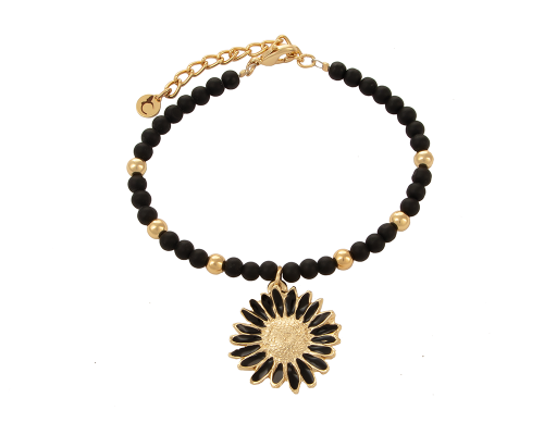 Bracelet with a black daisy (B23/LAT/80/1AU) - 37893_6744