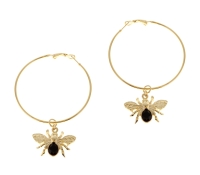 Hoop earrings with black fly (P21/WIO/55AU-280) - 32197_3462