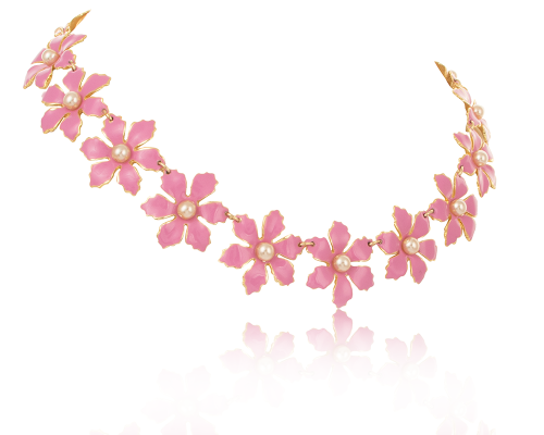 Pink flower necklace (C23/LAT/134Au) - 37827_6714