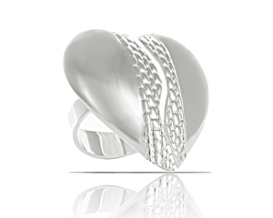 Heart Harmony collection ring with two halves of hearts (R23/ZIM/33AG)