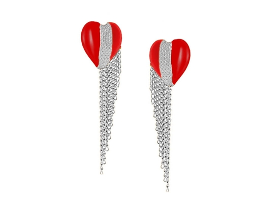 Large heart earrings with chains from the Heart Harmony collection (P23/ZIM/27/3AG) - 38615_7281
