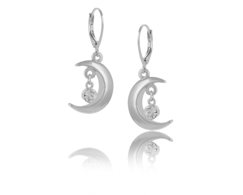 Crescent Moon Earrings with Crystal (P21/TEN/08AG) - 33946_7311