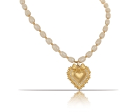Necklace with natural pearls with heart and bow (C23/ZIM/84AU) - c23_zim_84.jpg