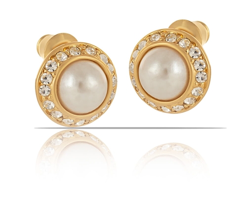 Earrings with a pearl and Preciosa crystals from the Classic collection (P15/SM/12AU) - P15 SM 12AU.jpg