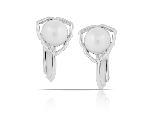 Klipsy z perełkami z kolekcji Classic (E14785AG) - E14785Ag.jpg