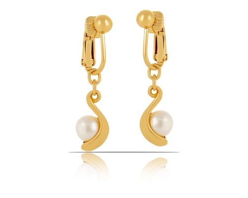 Wiszące klipsy z perełką z kolekcji Classic (E10089AU) - E10089AU.jpg