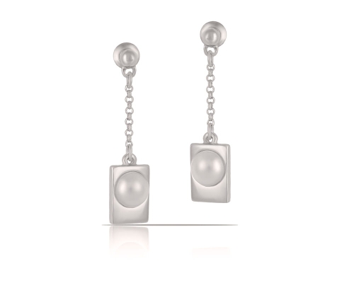 Hanging earrings with a pearl (P15019/5AG) - P15019 5Ag.jpg