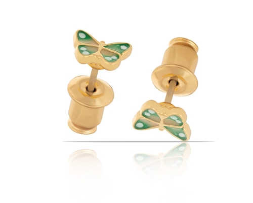 Kolczyki dla dzieci, zielono - żółte motylki (P15/KDS/09/4AU) - IMG_0056.jpg