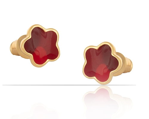 Kolczyki dla dzieci czerwone kwiatuszki (P9218/3AU) - P9218AU.jpg
