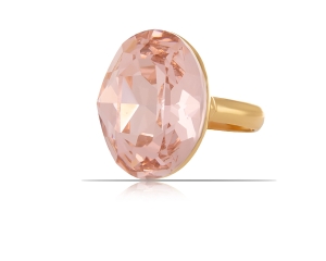 Pierścionek z dużym, owalnym, różowym kryształem Preciosa z kolekcji Classic (R13357/1AU)