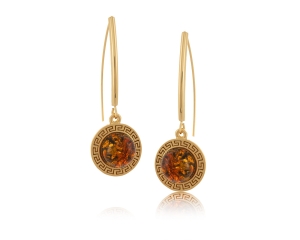 Earrings with amber surrounded by Greek road from the Amber collection (P24/TYN/07AU)