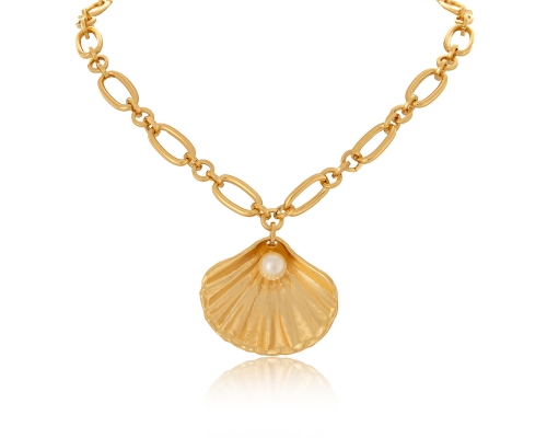 Gold-plated shell necklace with pearl (C24/WIO/41AU) - c24_wio_41.jpg