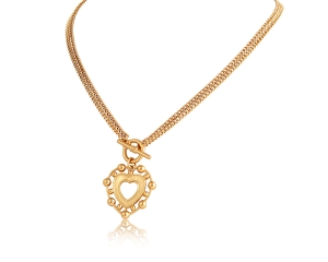 Gilded necklace with heart pendant (C24/LAT/38AU)