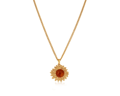 Gold-plated necklace with amber flower from the Amber Collection (C24/TYN/09AU) - c24_tyn_09.jpg