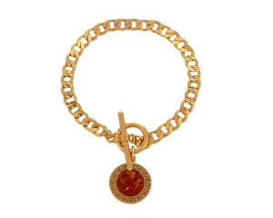Amber Bracelet with Amber Surrounded by a Greek Pattern from the Amber Collection (B24/TYN/07AU)