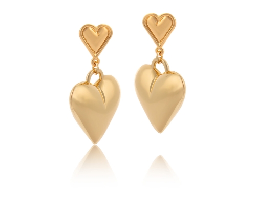 Kolczyki pękate serduszka, wiszące na mniejszych serduszkach (P24/WIO/33AU) - P24_wio_33.jpg