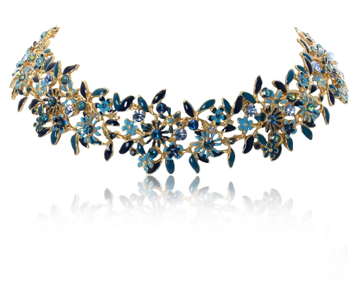 Choker niebieskie kwiatuszki z kryształkami z kolekcji Blossom (C8157AU/1/N) - c8157_1_N.jpg