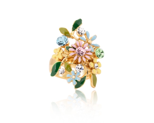 Pierścionek kolorowe kwiatuszki z kolekcji Blossom (R8721AU/KOL) - r8721_kol.jpg