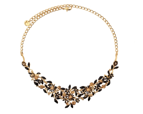 Kolia czarne kwiatuszki z kryształkami z kolekcji Blossom (C8157AU/CZAR) - C8157_CZAR.jpg