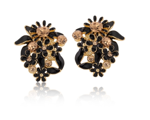 Kolczyki  czarne  kwiatuszki z kolekcji Blossom (P8157AU/CZAR) - p8721_czar.jpg
