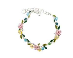Bransoletka delikatne, kolorowe kwiatuszki z kryształkami z kolekcji Blossom  (B8155AG/KOL)