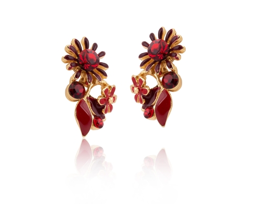 Kolczyki delikatne, czerwone kwiatuszki z kolekcji Blossom (P8155AU/CZ) - p8155_cz.jpg