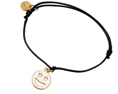 Bransoletka smile, z białą emalią, z czarnym sznurkiem z kolekcji TEEN VIBE  (B24/TEN/10AU) - B24_TEN_10.jpg