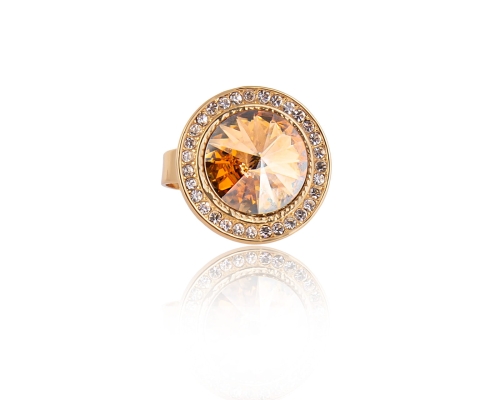 Adjustable ring with Primero crystal in Cristal Golden Shadow color (R24/LAT/64AU) - r24_lat_64.jpg