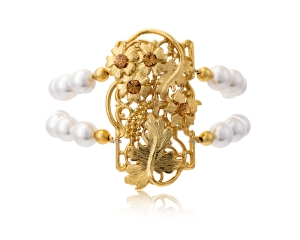 Pearl Bracelet with Floral Accent from Vintage Collection (B24/JES/03AU)