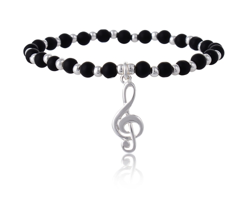 Bransoletka z onyksami z kluczem wiolinowym z kolekcji Basic Aria Martelle  (B24/NUT/05AG) - b24_nut_05.jpg