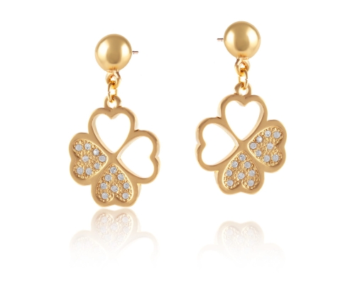 Earrings with Clover Decorated with Preciosa Crystals from Merymejkap Collection (P24/MER/09AU) - p24_mer_09.jpg