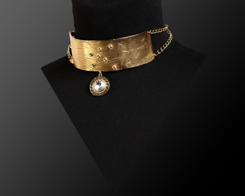 Szeroka obroża zdobiona kryształkami, z zawieszką z kolekcji Vintage (C24/WIN/41AU) - c24_win_41.jpg