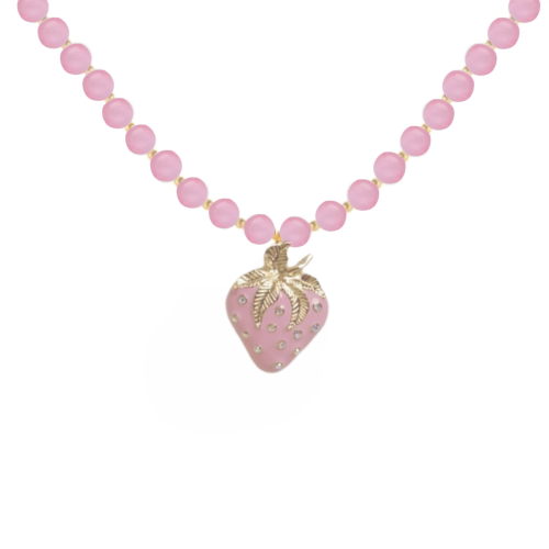 Naszyjnik kocie oko w kolorze różu z truskawką zdobioną kryształkami (C24/KOR/304/2AU) - Projekt bez nazwy - 2025-06-05T123304.941.png