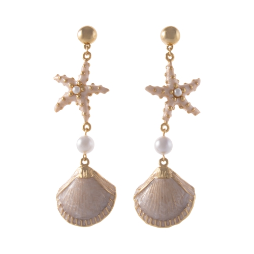 Kolczyki z muszlą i rozgwiazdą z kolekcji Oceanique (P25/LAT/03AU) - p25_lat_03.jpg