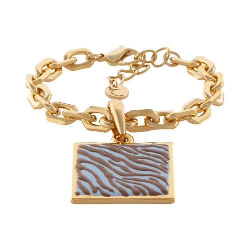 Bransoletka z  niebieską kwadratową zawieszką w czekoladową zeberkę (B25/LAT/121AU) - B25_lat_121.jpg