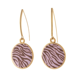 Kolczyki różowe plasterki w czekoladową zeberkę (P25/LAT/134AU)